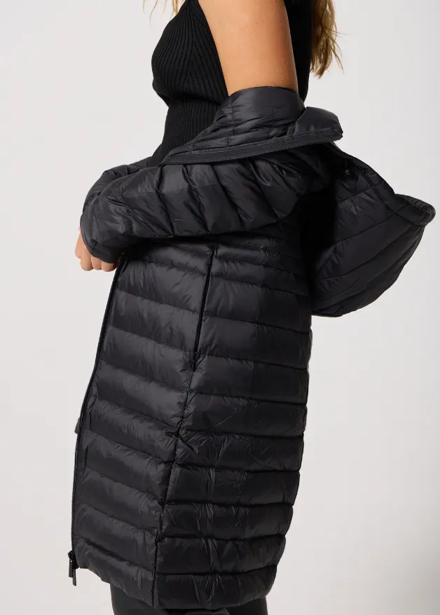 Black Duck Down Midi Puffer Coat