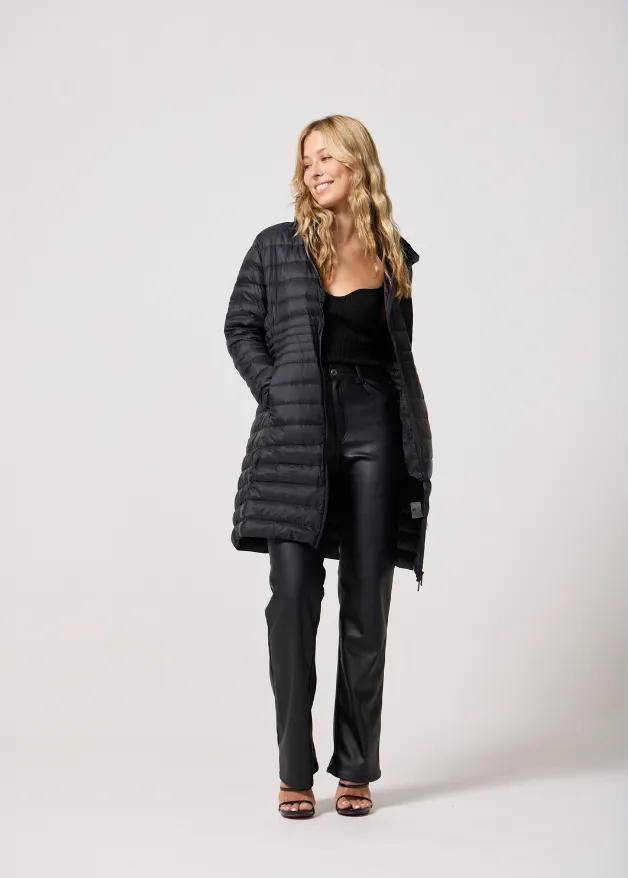 Black Duck Down Midi Puffer Coat