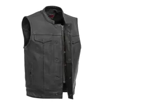 BLACK FIM689NOC | Sharp Shooter - Men's Motorcycle Leather Vest