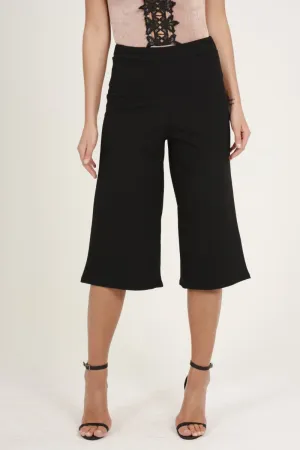 Black High Waisted Cropped Culottes - Tola