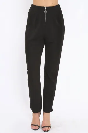 Black High Waisted Trousers - Zeenia