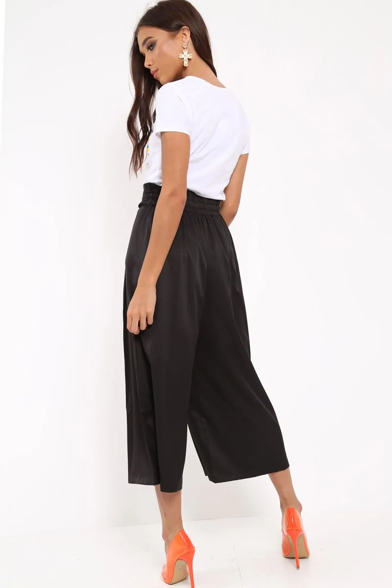 Black Paper Bag Waist Culottes - Eris