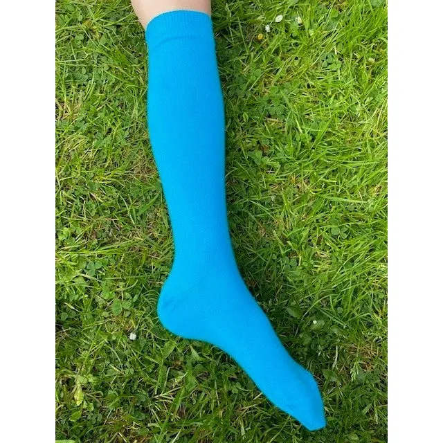 Block Colour Knee Socks - Rainbow - Turquoise