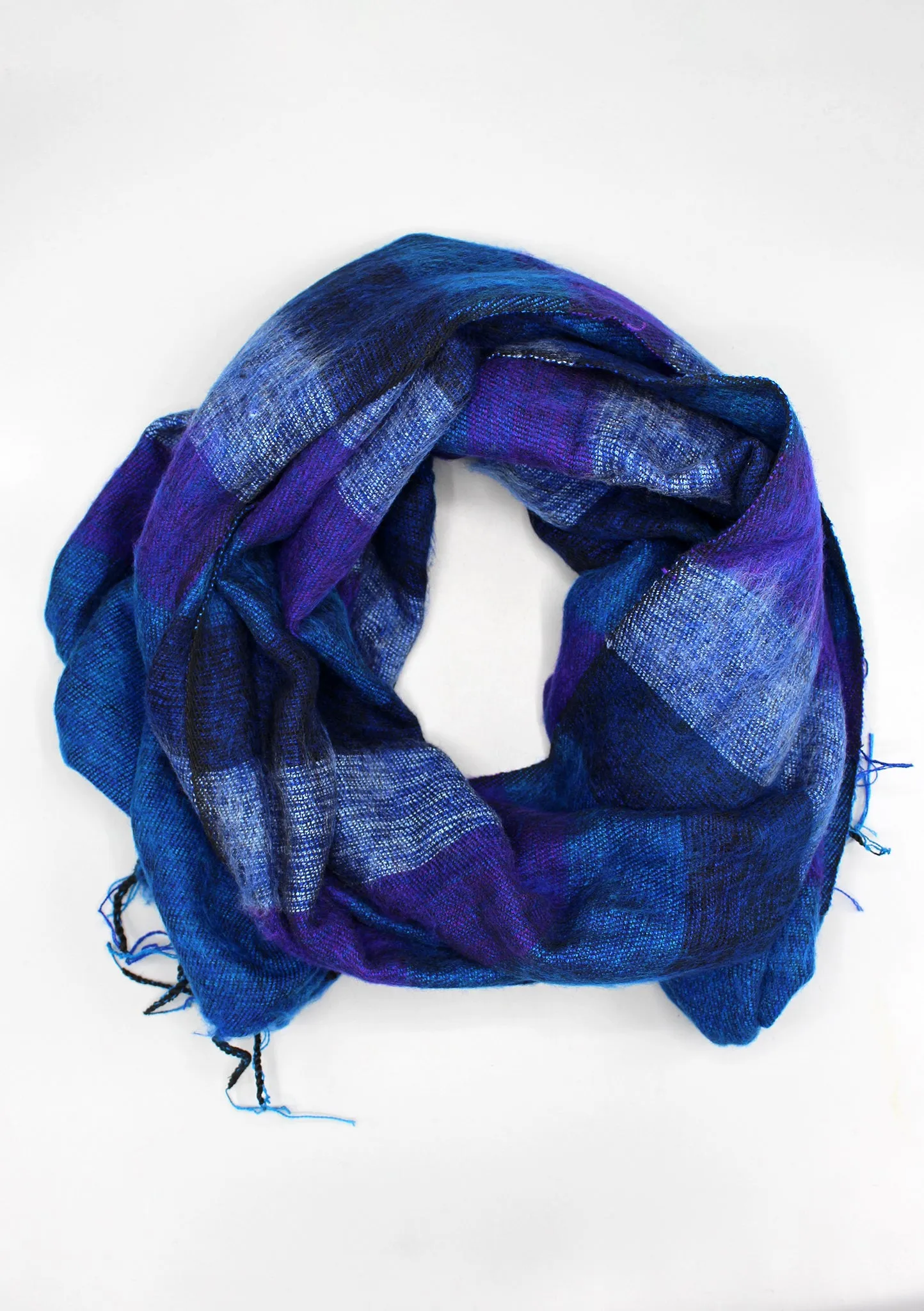 Blue Purple Stripe Himalayan Yak Wool Shawl