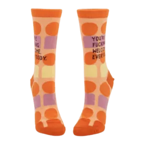 Blue Q Women's "You're F**king Welcome" Crew Socks