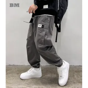 BM Baggy Cargo Pants Men Clothing Korean Sport Joggers Casual Sweatpants Loose Trousers