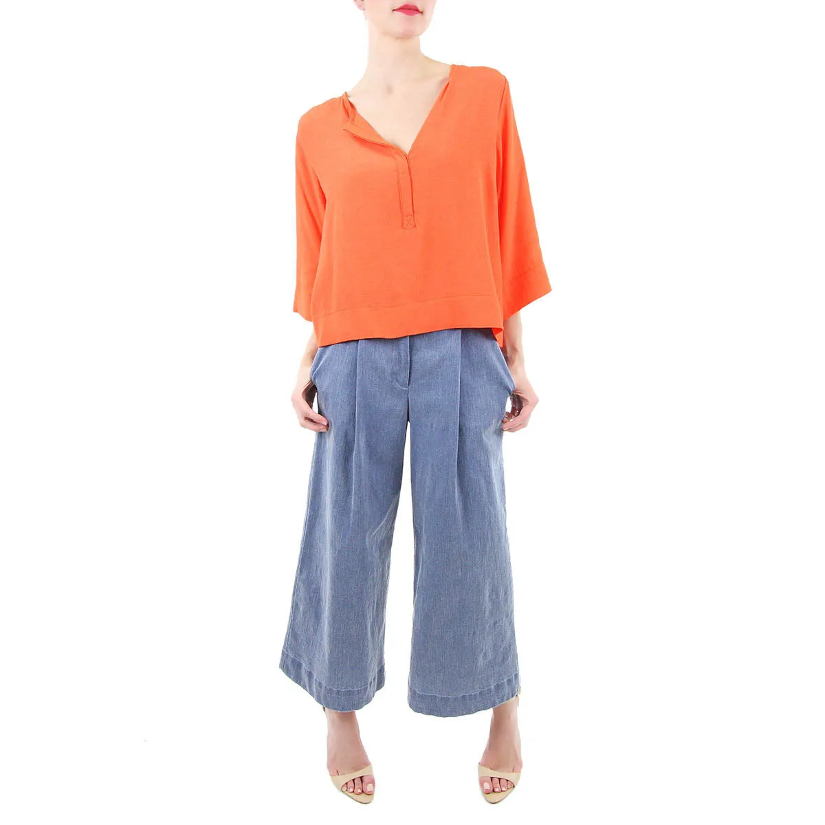 Bonny Wide Leg Cropped Denim Pant