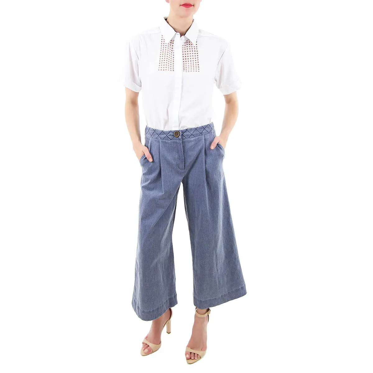 Bonny Wide Leg Cropped Denim Pant