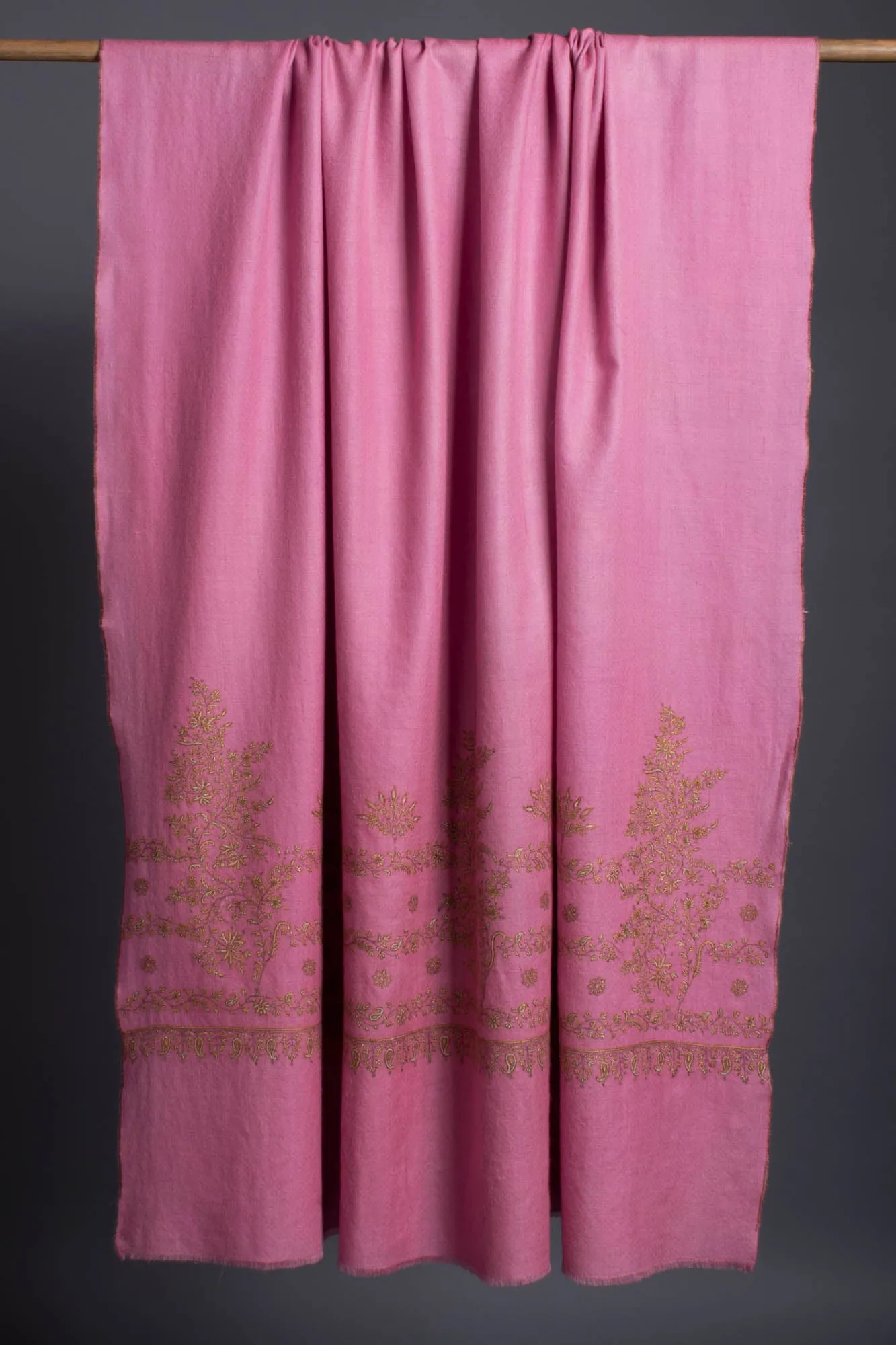 Bubblegum Pink Sozni Embroidered Pashmina Shawl - HAARLEM