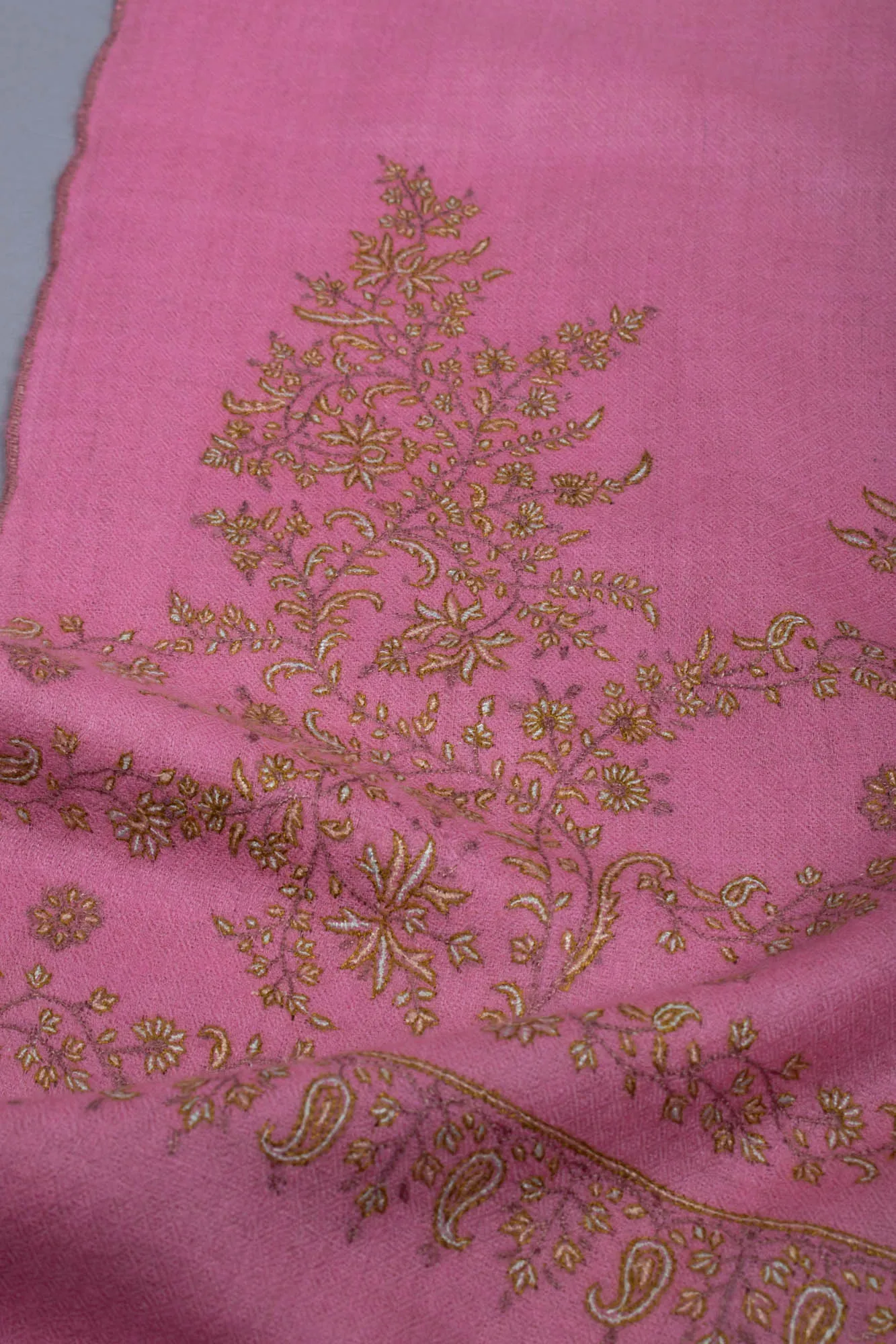 Bubblegum Pink Sozni Embroidered Pashmina Shawl - HAARLEM