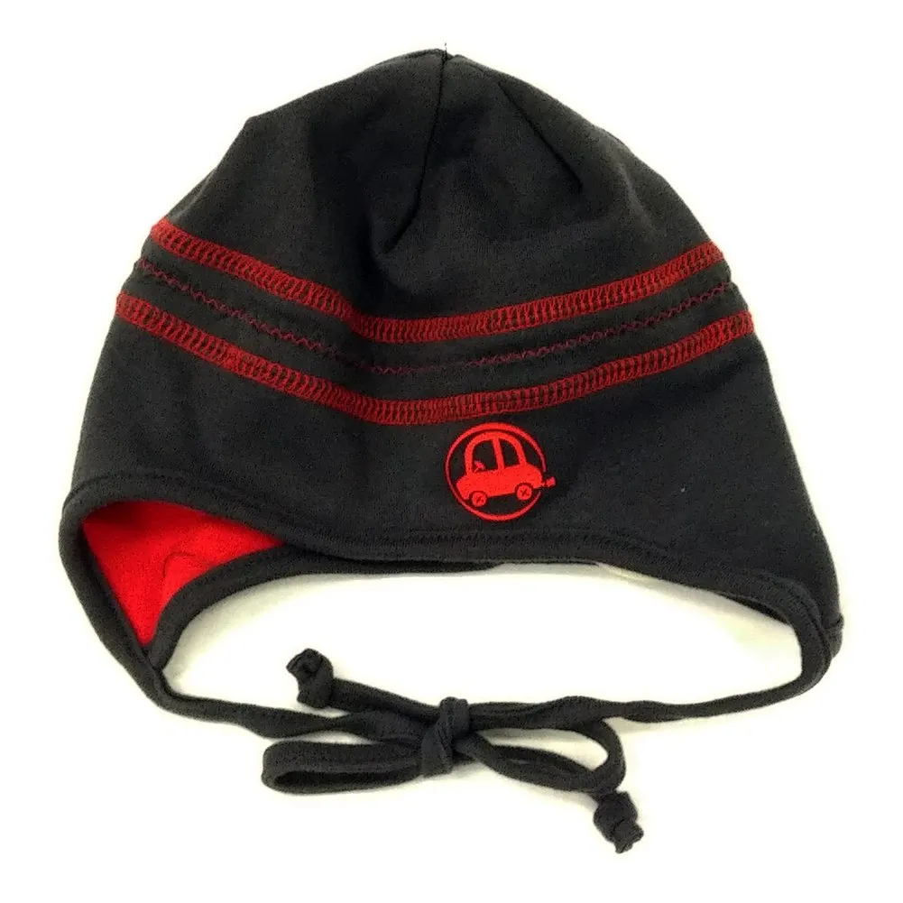 Calikids Boys Cotton Reversible Hat - Black/Red (XS)