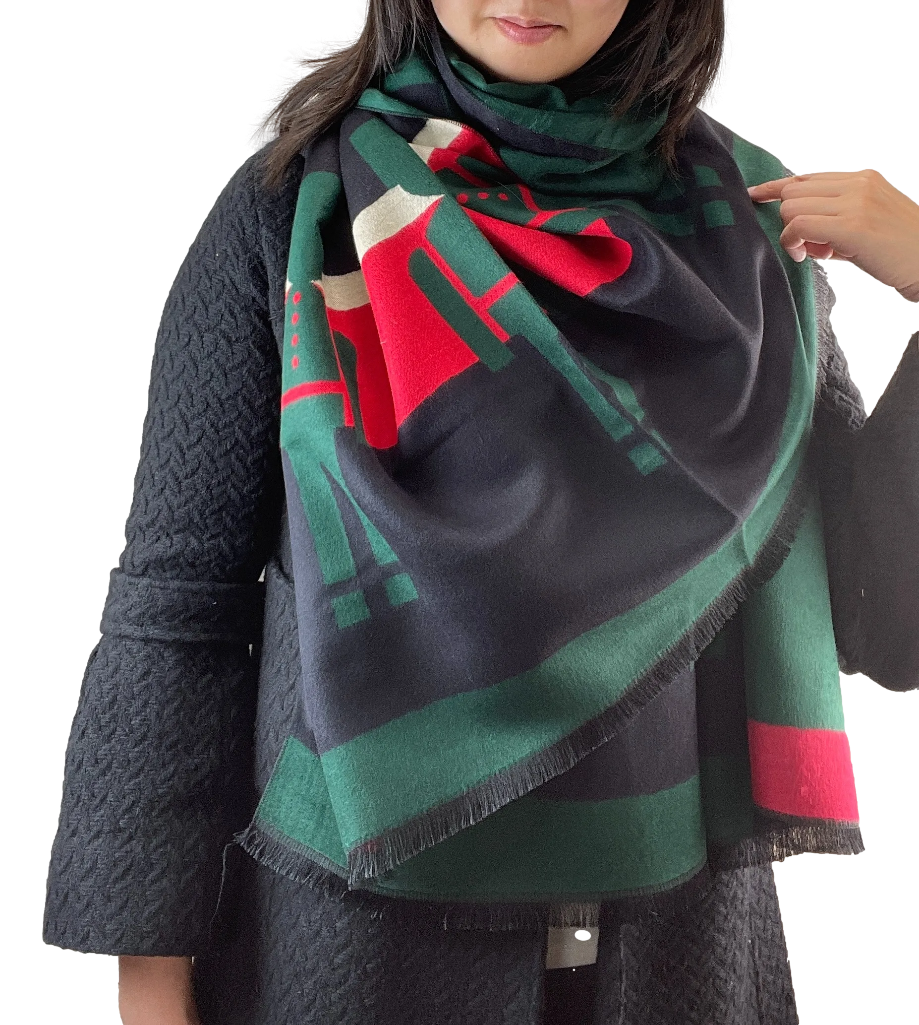 Cashmere Pashmina Wrap Shawl Stole for Women Reversible Nutcracker Print