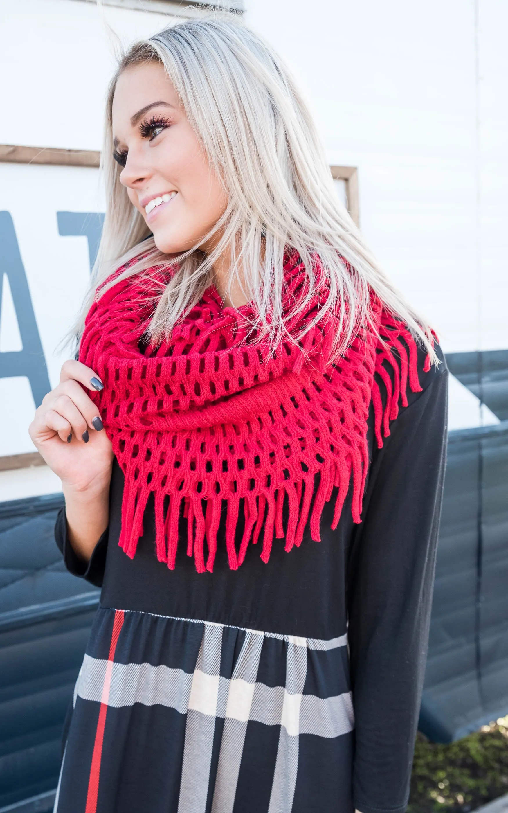 Chenille Fringe Knit Infinity Scarf - Final Sale