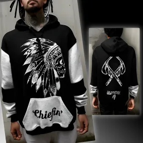 ^CHIEFIN’^ (BLACK-GREY) PULLOVER HOODIES (CUT & SEW)