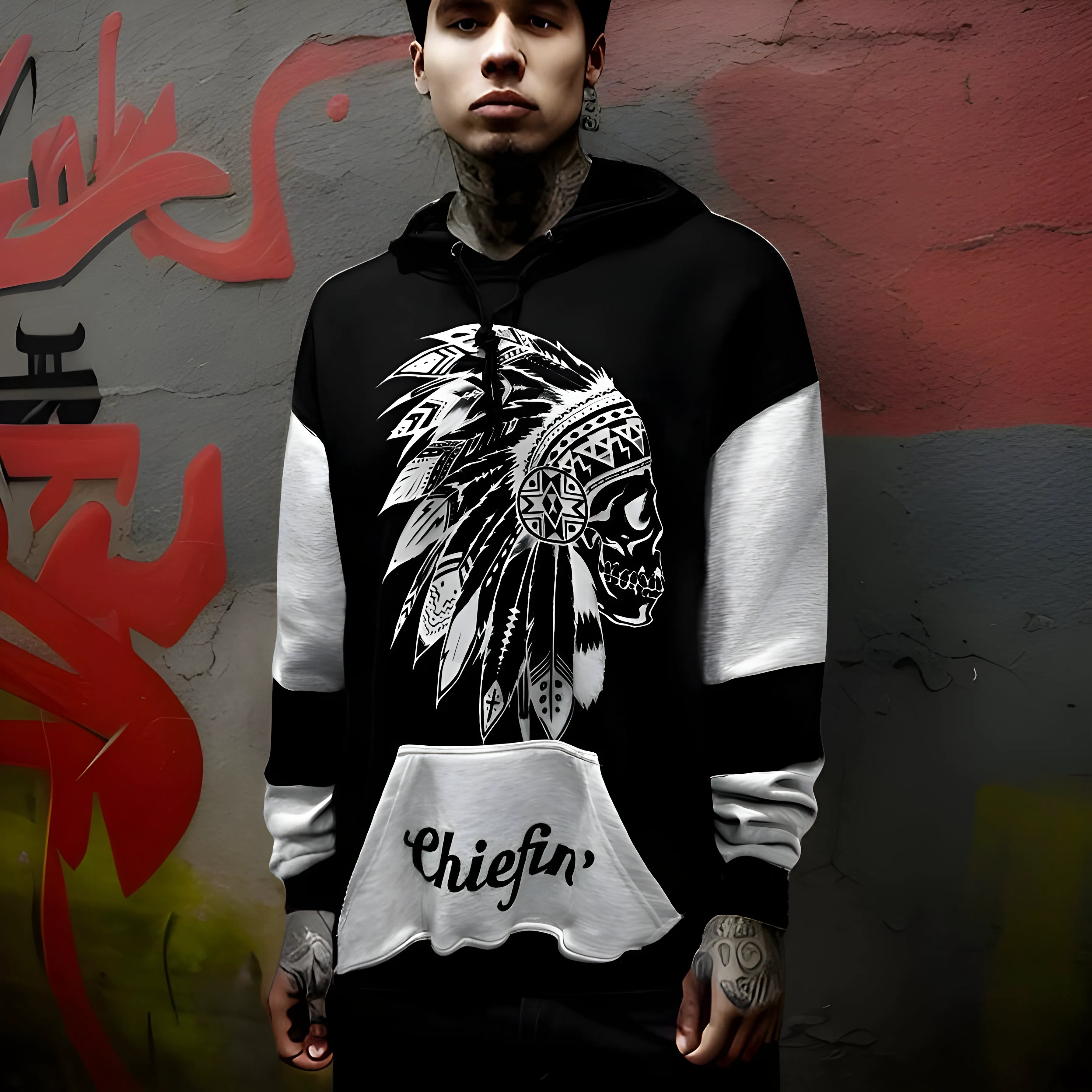 ^CHIEFIN’^ (BLACK-GREY) PULLOVER HOODIES (CUT & SEW)