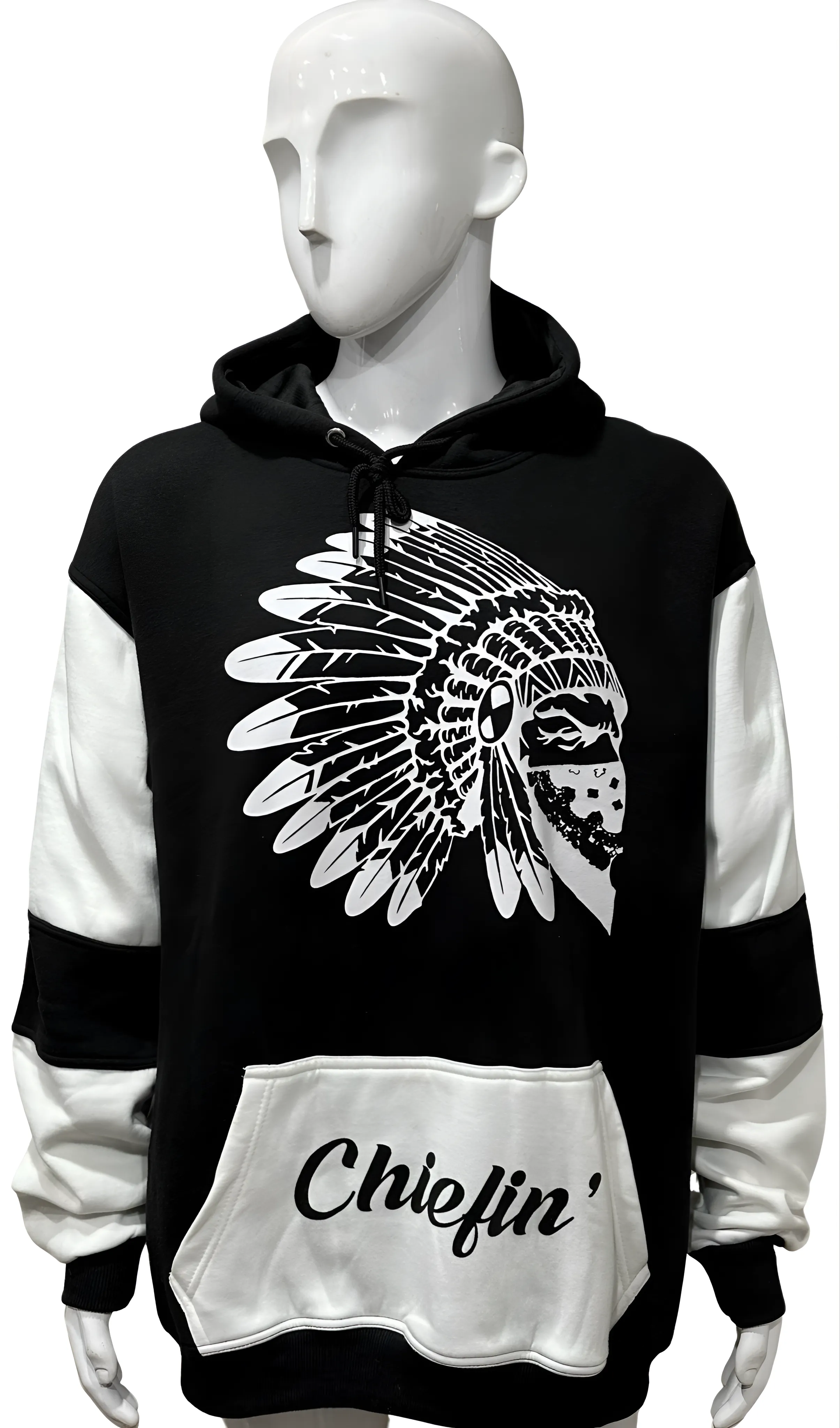 ^CHIEFIN’^ (BLACK-WHITE) PULLOVER HOODIES (CUT & SEW)