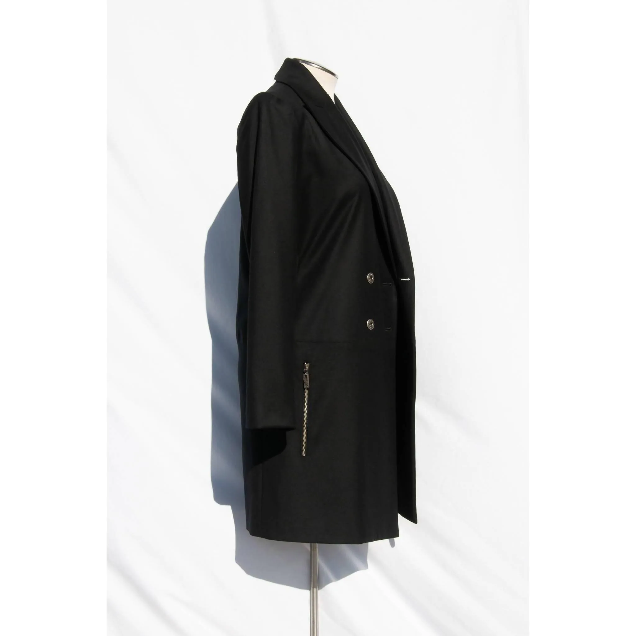 CLAUDE MONTANA Black Double-Breasted Wool Coat | FR 40