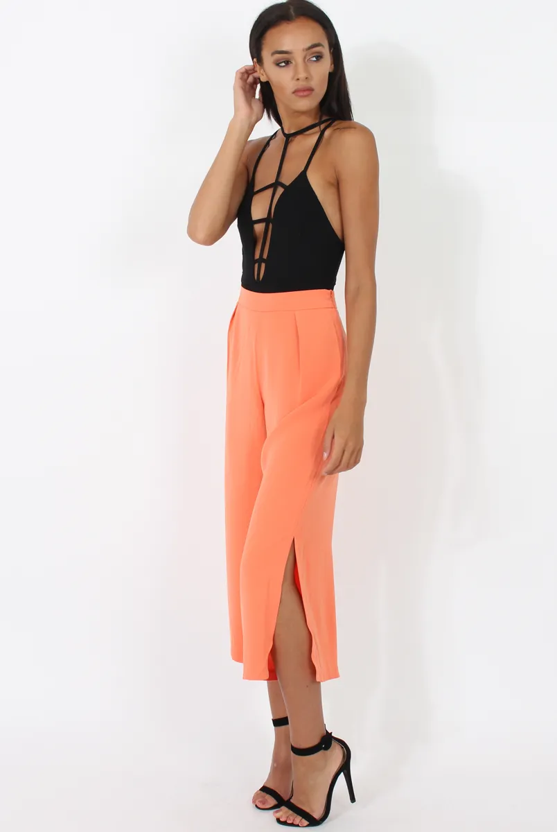 Coral Side Slit Culottes - Odette