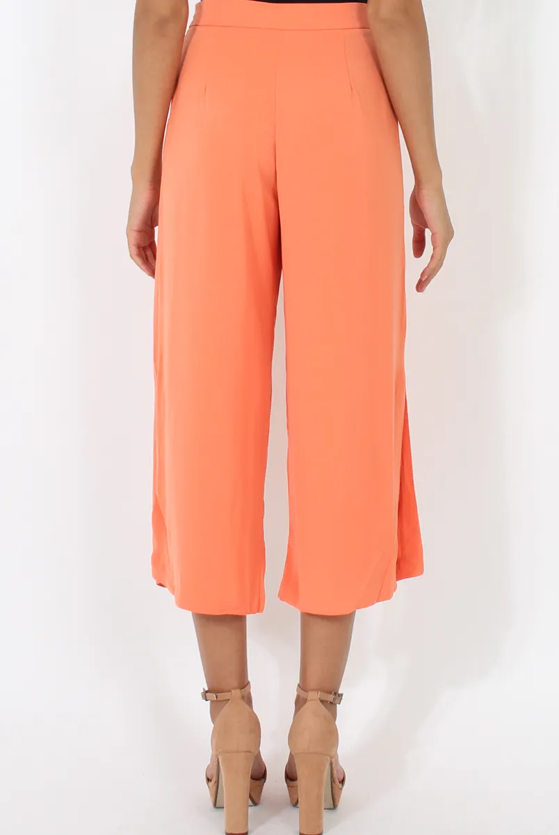 Coral Side Slit Culottes - Odette