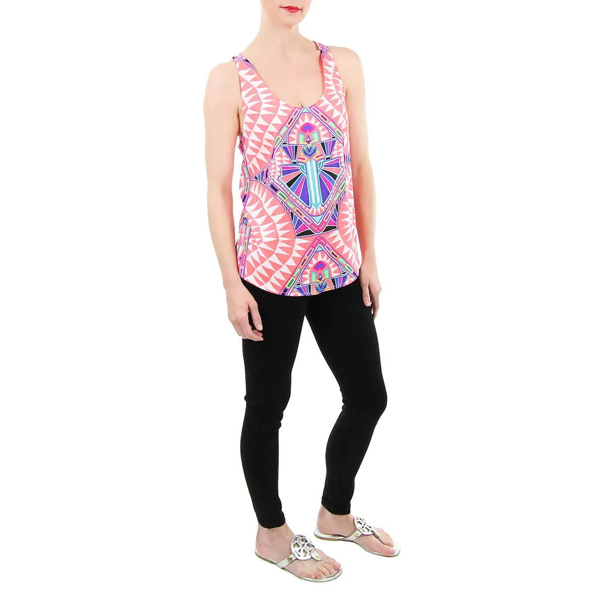 Cosmic Print Racerback Top - Coral