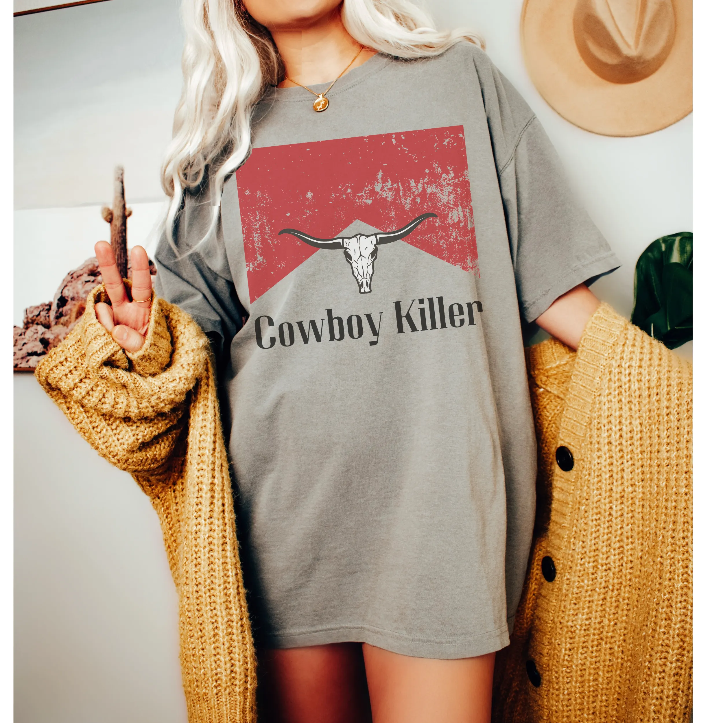 Cowboy Killer T-Shirt, Retro, Distressed Western Cowboy Bull Rodeo Design, Comfort Colors® T-Shirt, T-Shirt Dress