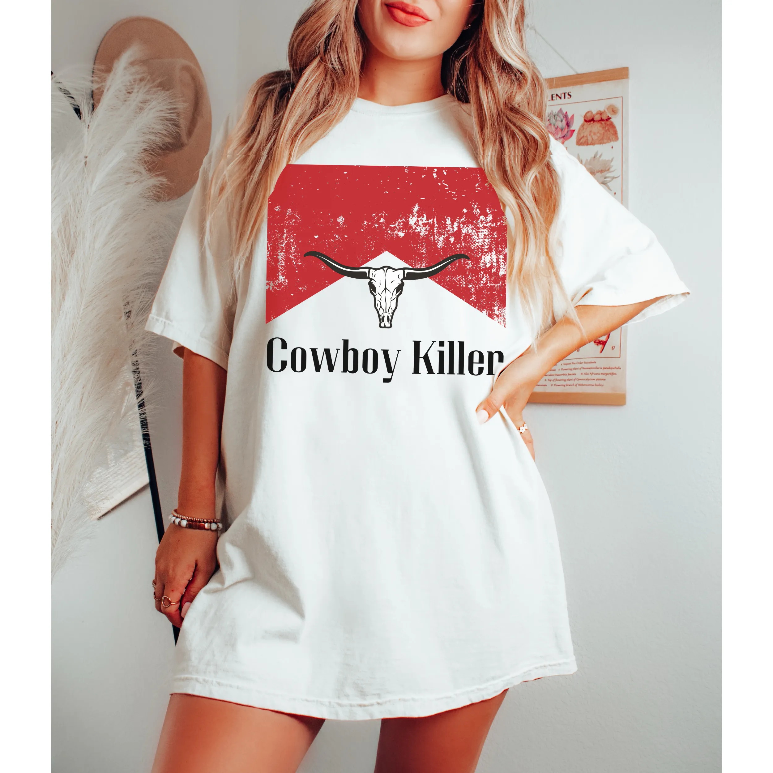 Cowboy Killer T-Shirt, Retro, Distressed Western Cowboy Bull Rodeo Design, Comfort Colors® T-Shirt, T-Shirt Dress