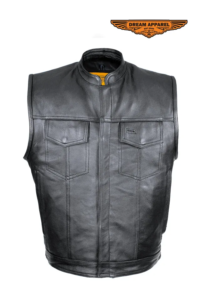 Cowhide Leather Motorcycle Club Vest - Defender Vest - Conceal Gun Pockets