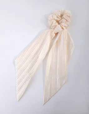 Cream Pleated Scarf Scrunchie