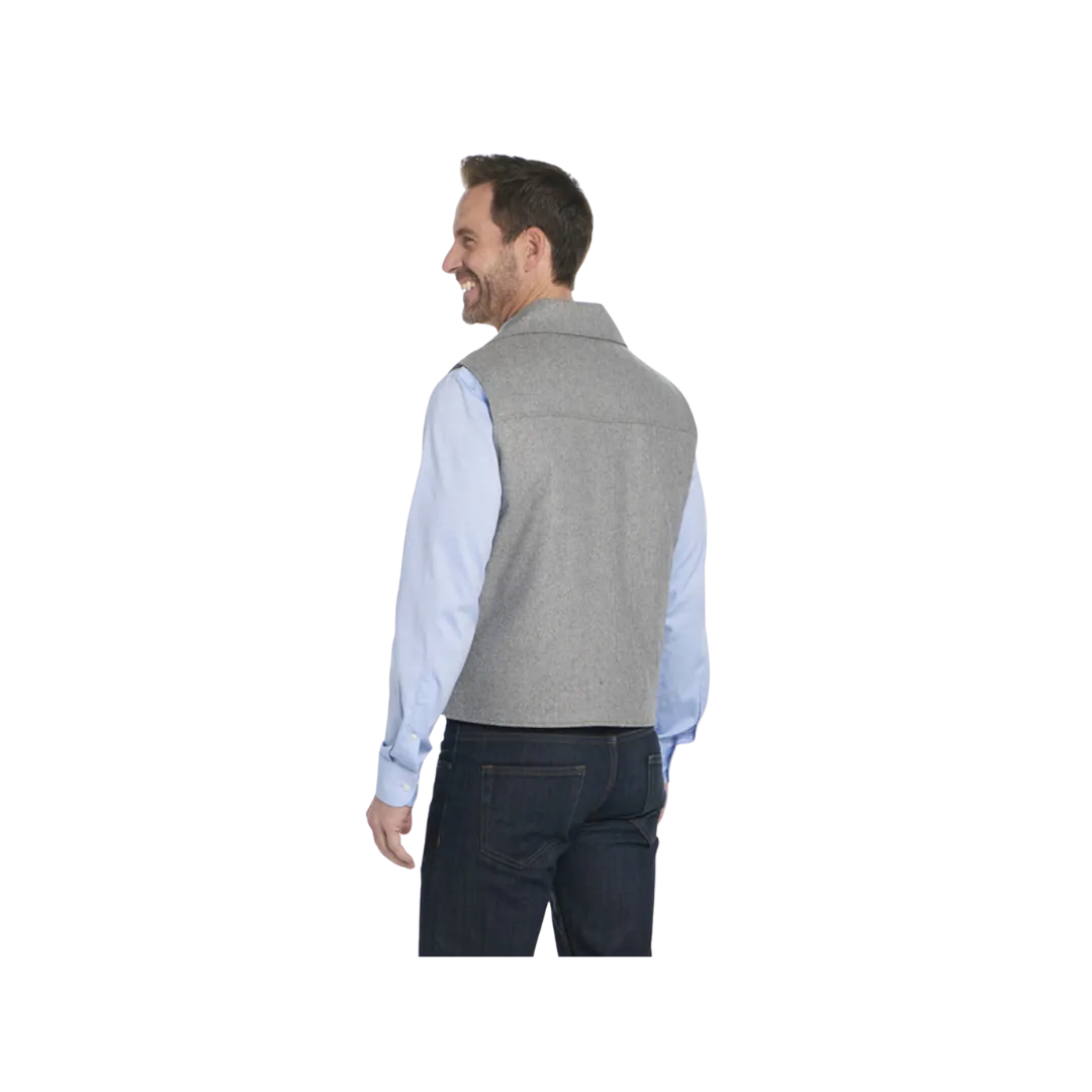 Cripple Creek Men's Apparel Wool Melton Snap Front Collared Concealed Carry Pocket Dove Grey Vest