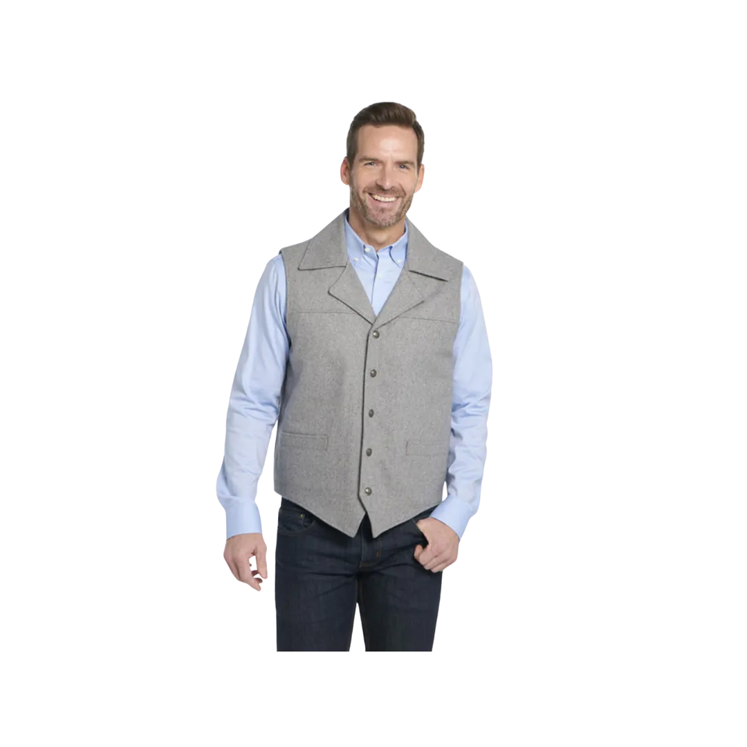 Cripple Creek Men's Apparel Wool Melton Snap Front Collared Concealed Carry Pocket Dove Grey Vest