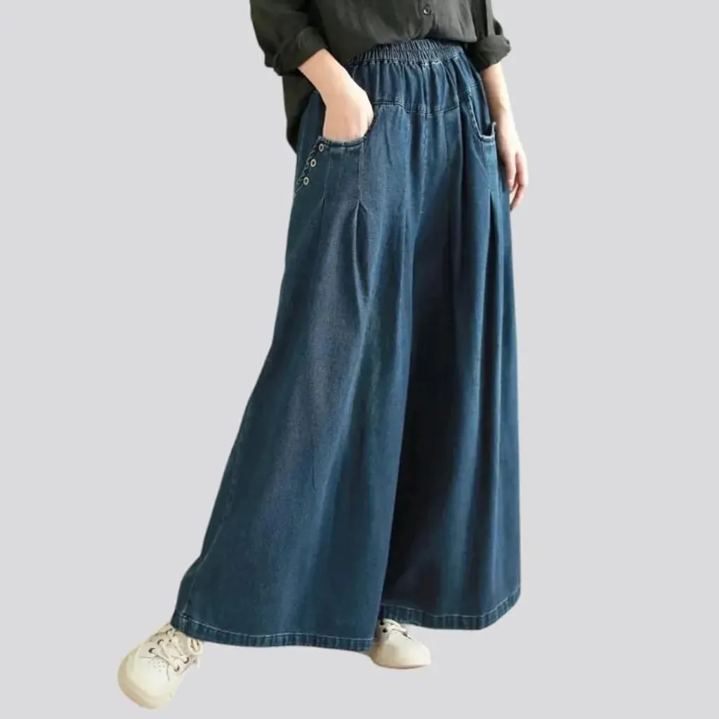 Culottes street denim pants for ladies