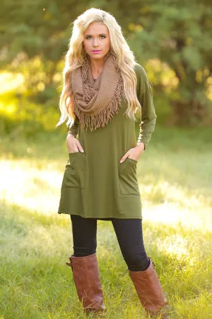 Cute As A Button Tunic - Olive (Small - 3XL)