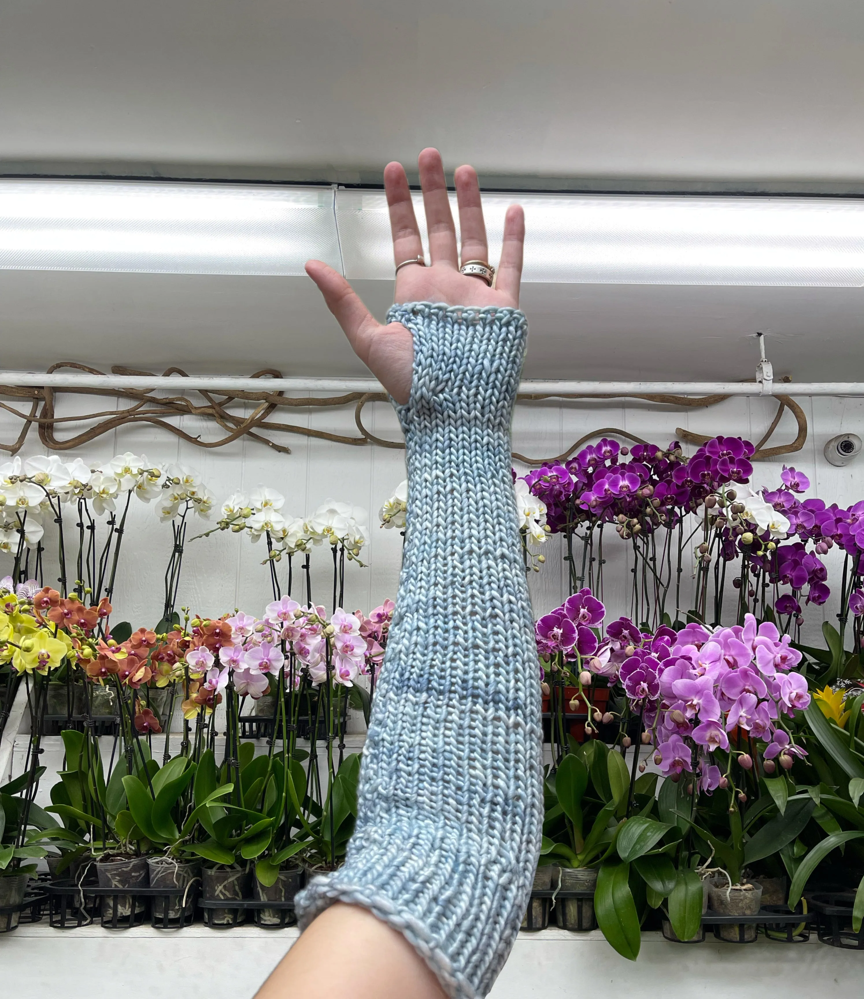 Denim Bow Arm Warmers