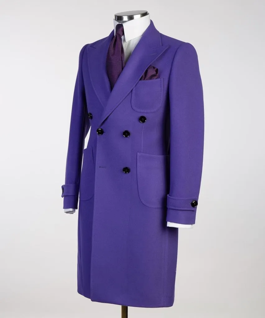 Double-Breasted Purple Long Coat