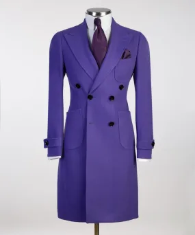 Double-Breasted Purple Long Coat