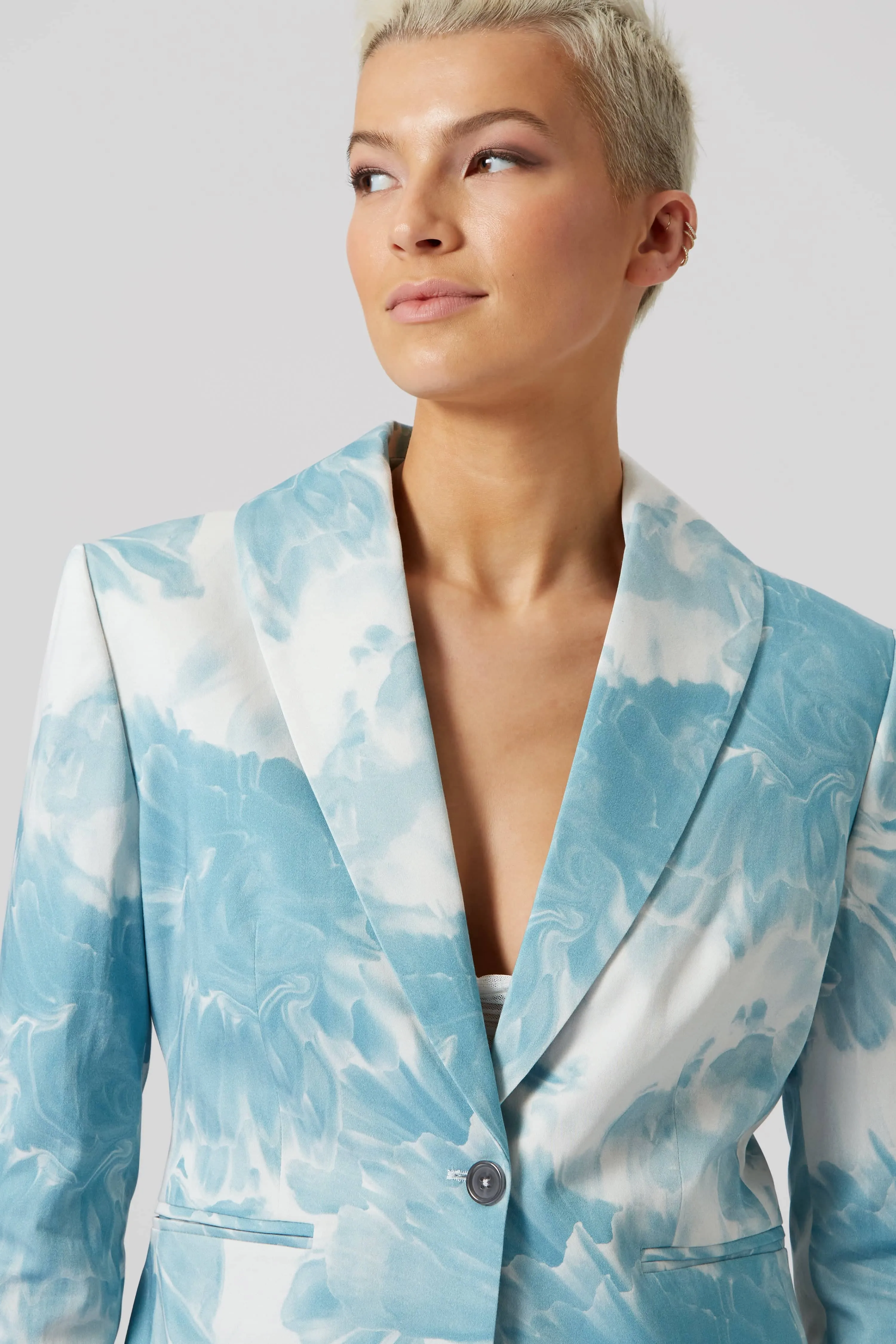 Dresden Skinny Fit Blue Floral Cotton Suit - ARCHIVE