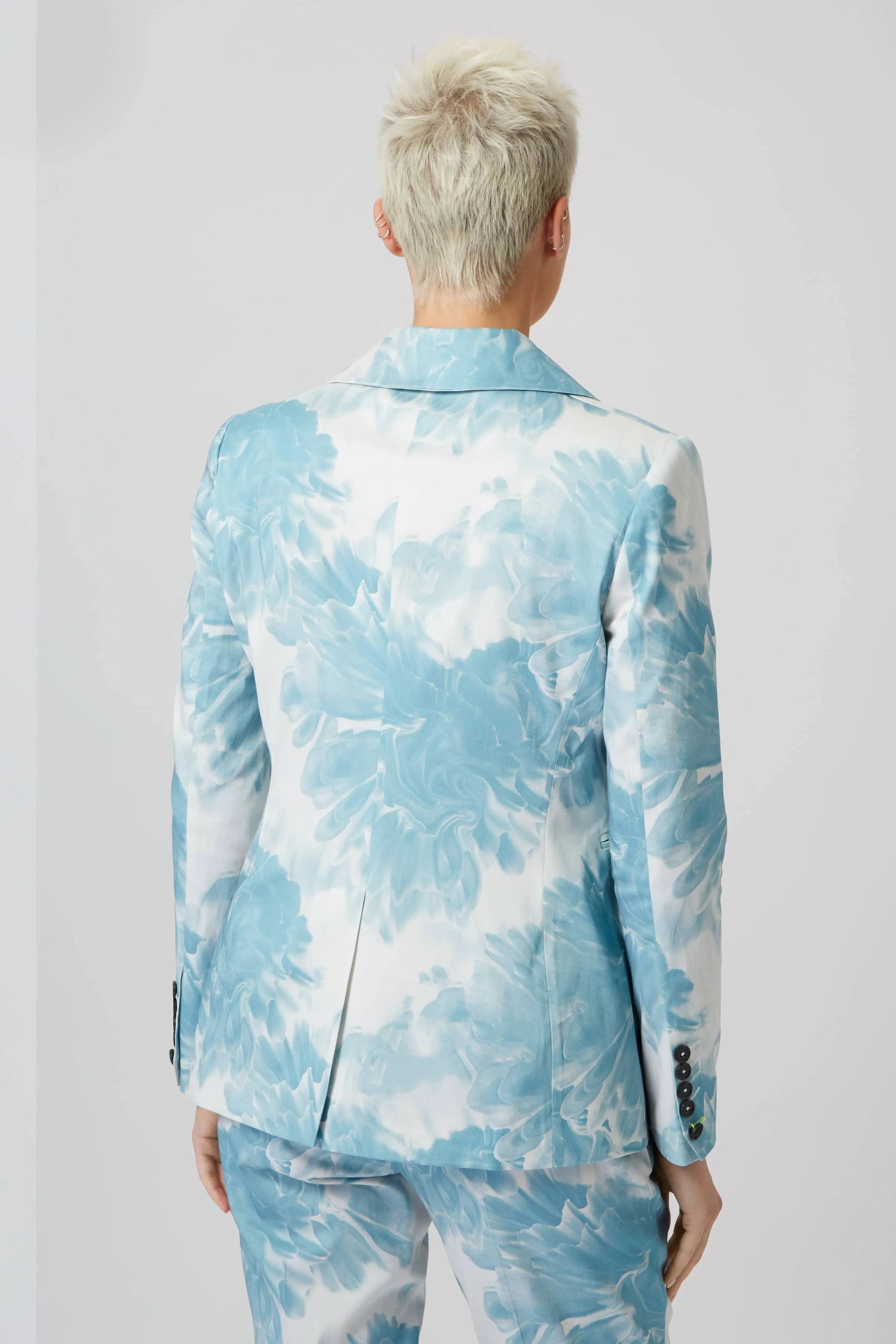 Dresden Skinny Fit Blue Floral Cotton Suit - ARCHIVE