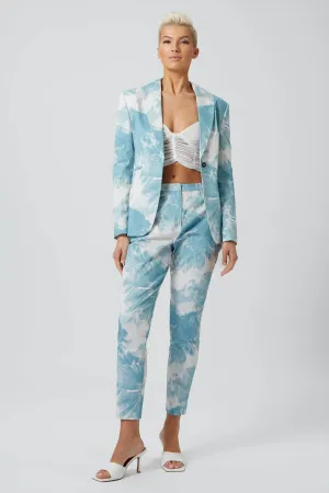 Dresden Skinny Fit Blue Floral Cotton Suit - ARCHIVE