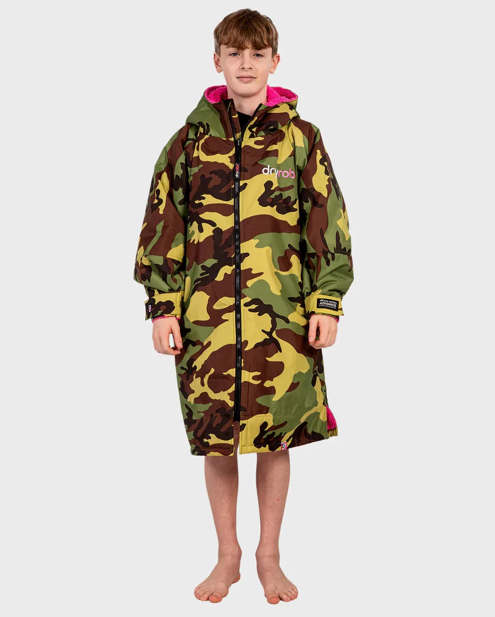 Dryrobe Advance Kids Long Sleeve - Camo / Pink