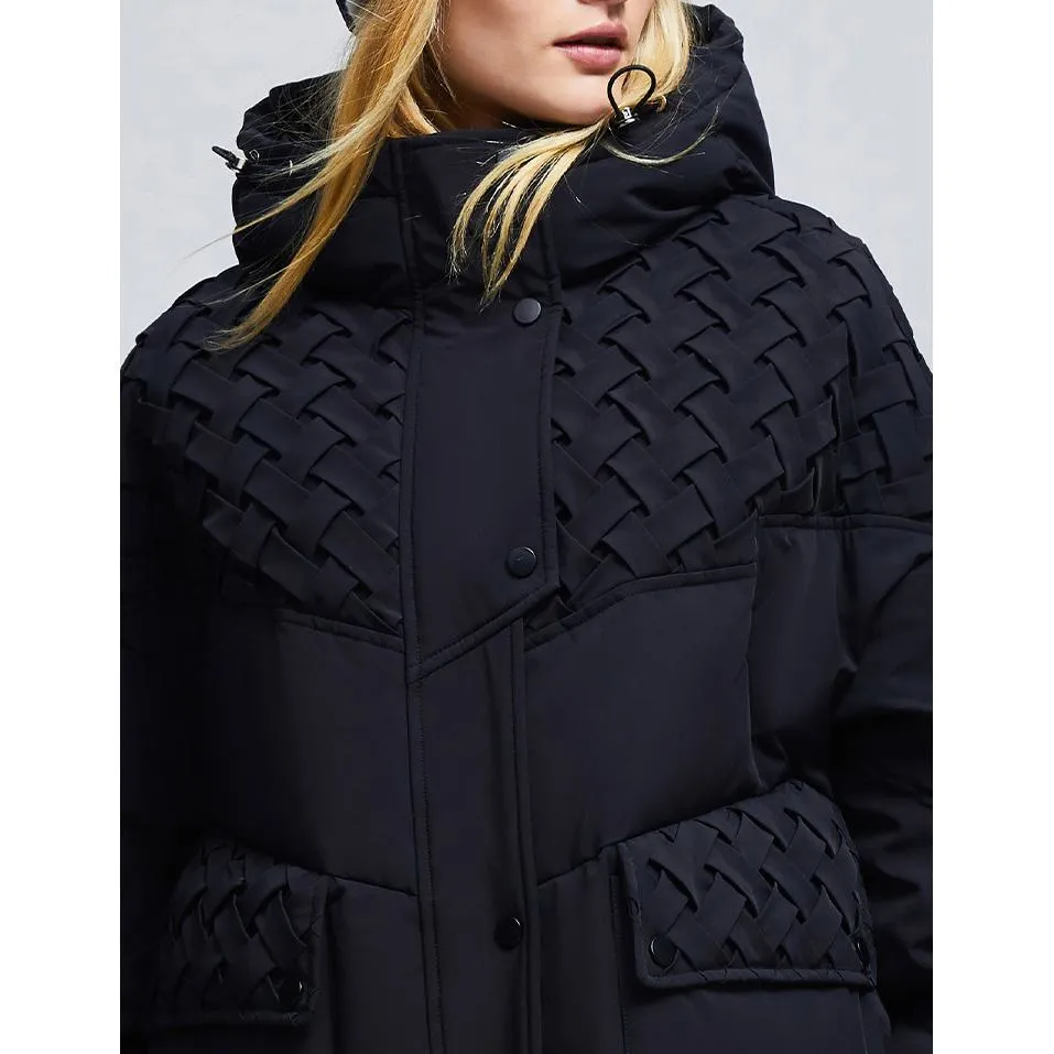 Dual-Zippered Hooded Flap Pocket Down Coat