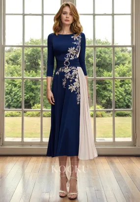 Elegant & Luxurious Long sleeves Embroidery Appliques Cocktail Mother of the Bride Dress