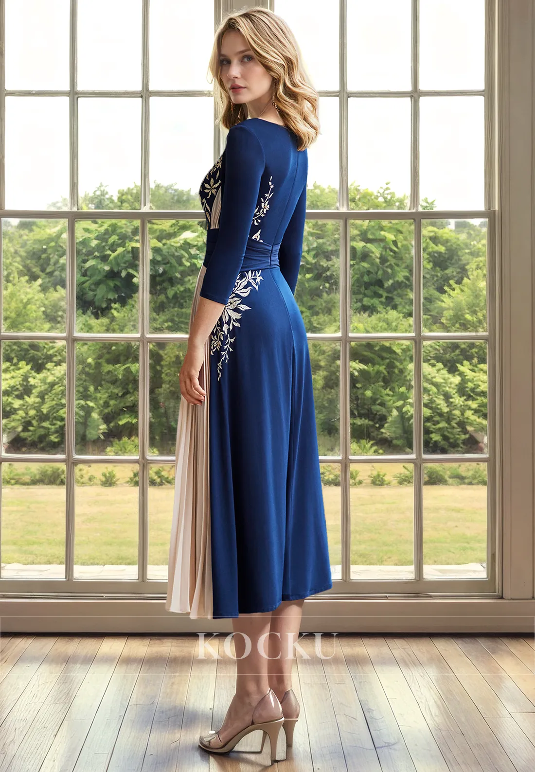 Elegant & Luxurious Long sleeves Embroidery Appliques Cocktail Mother of the Bride Dress