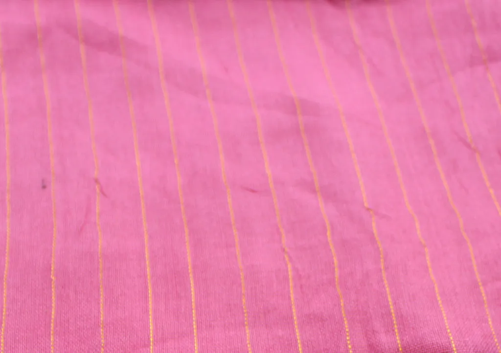 Elegant Pink Plain Jari Cotton Scarf with Golden Lining