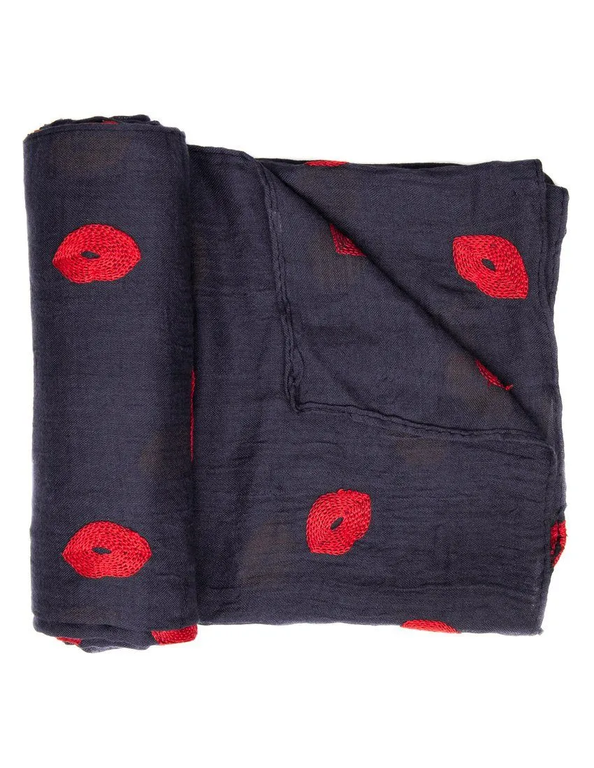 Embroidered Kisses Spring Scarf