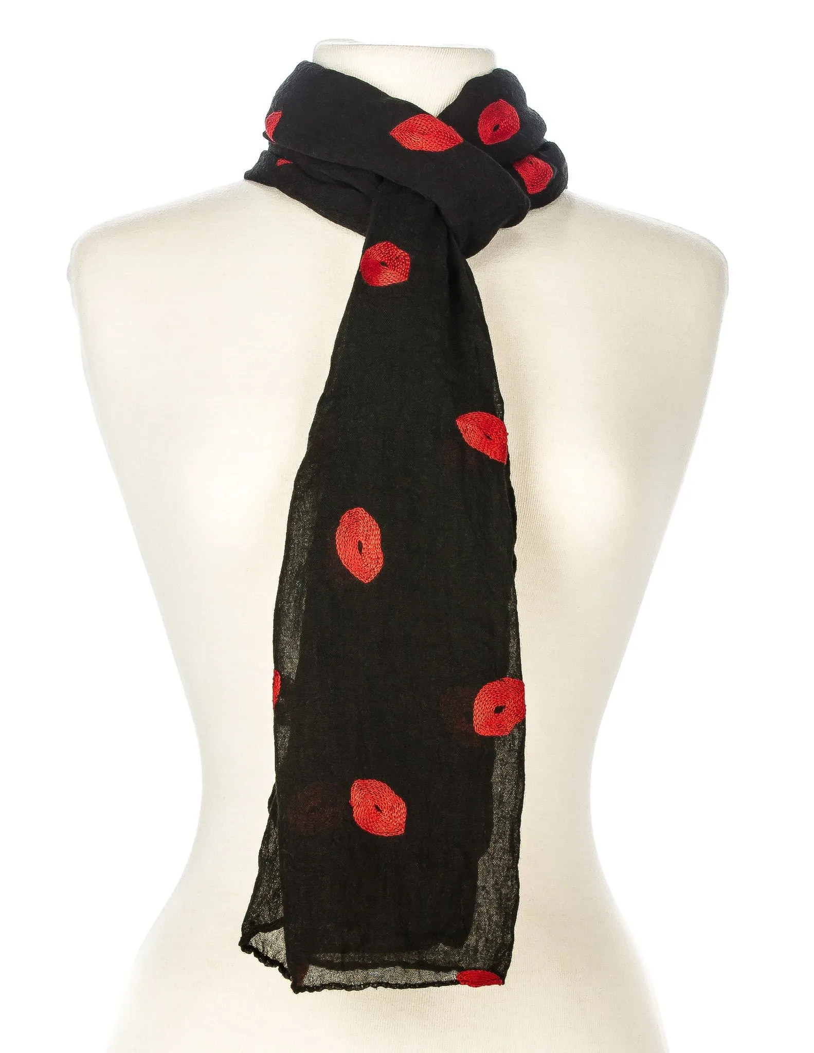 Embroidered Kisses Spring Scarf