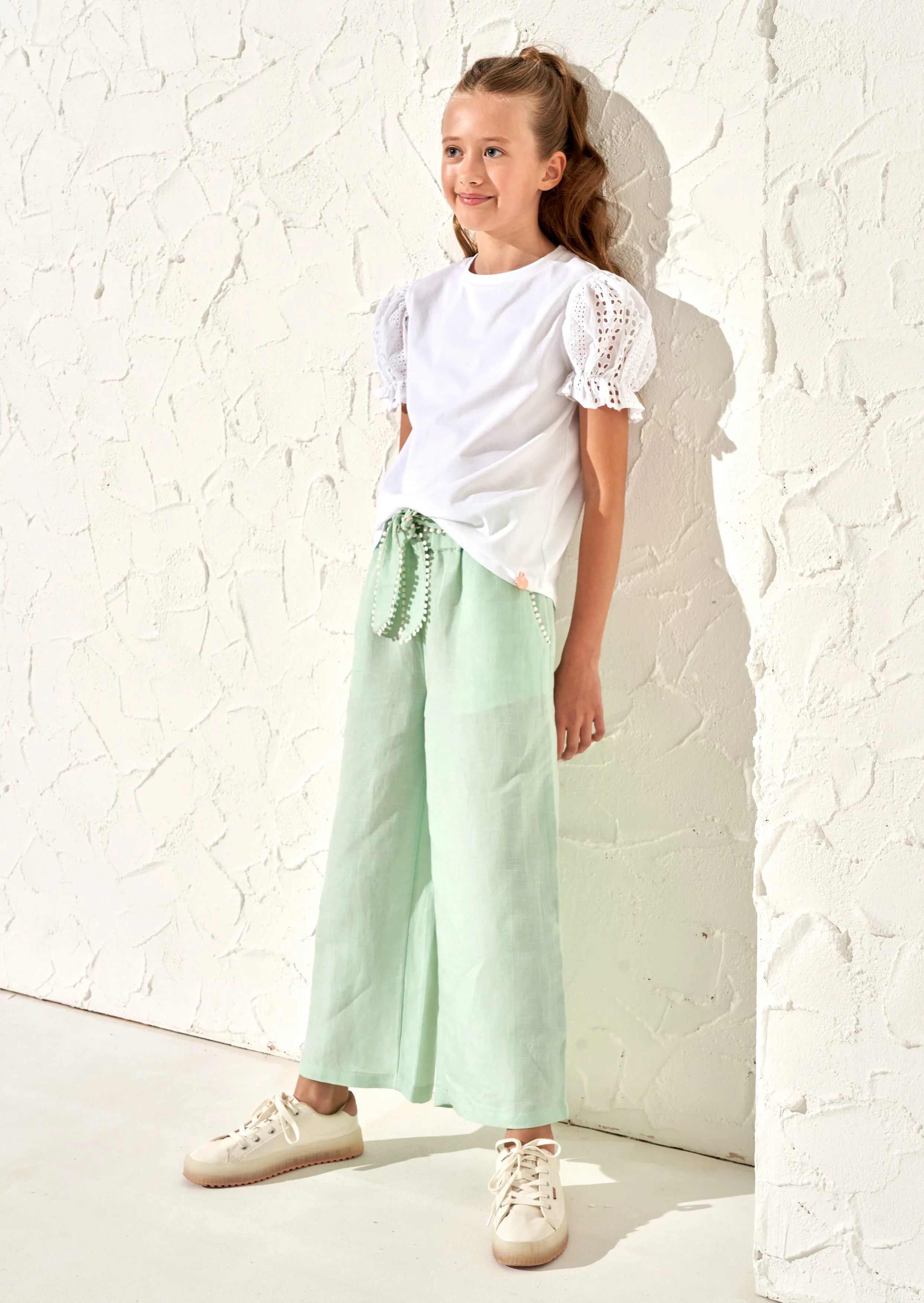 Erica Green Linen Cropped Trousers