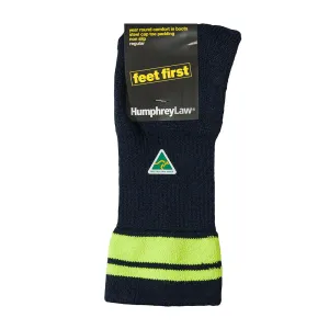 Feet First Heavy Duty Wool Mix Work Socks, High Vis Stripe - Aussie Made