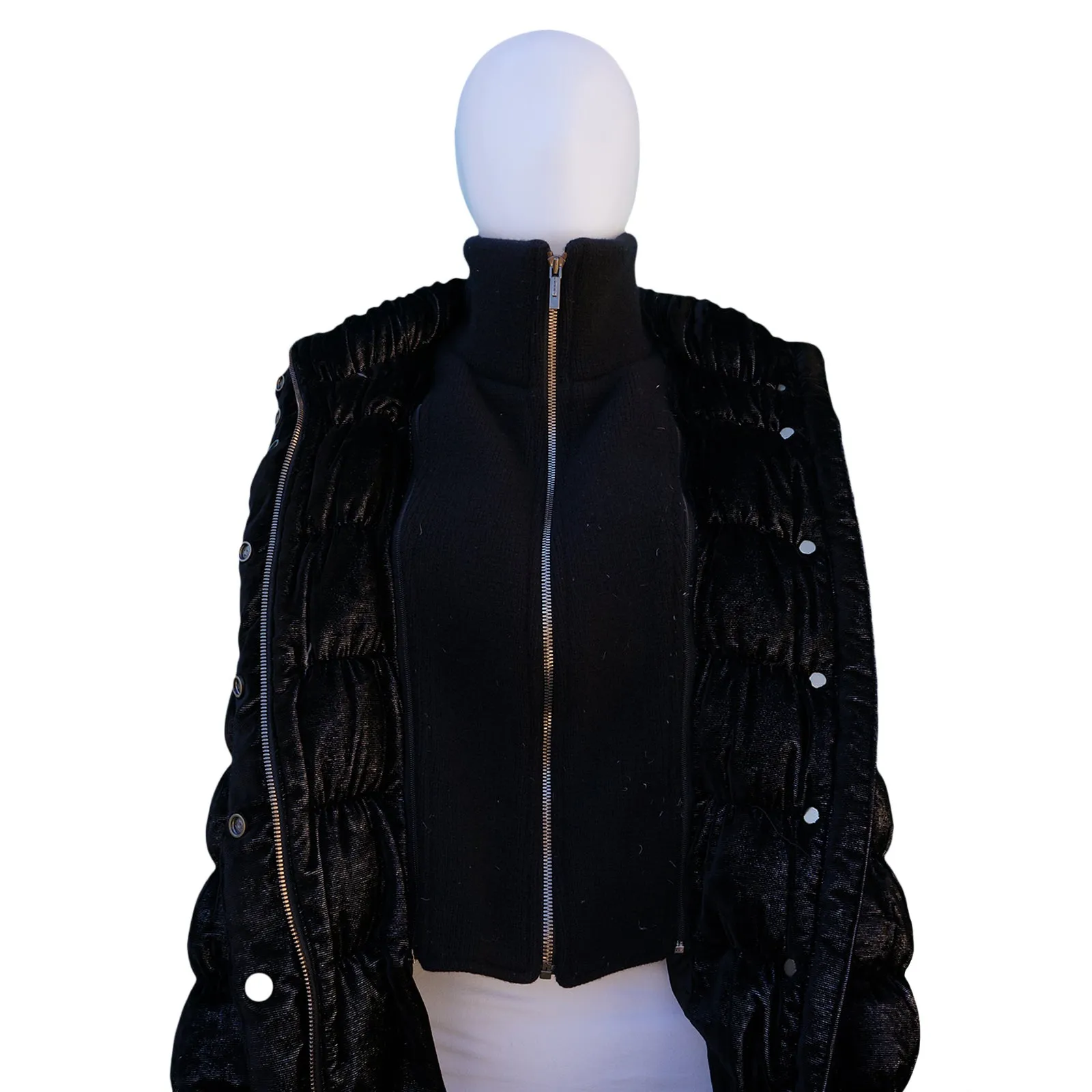 FENDI BLACK METALLIC PUFFER COAT