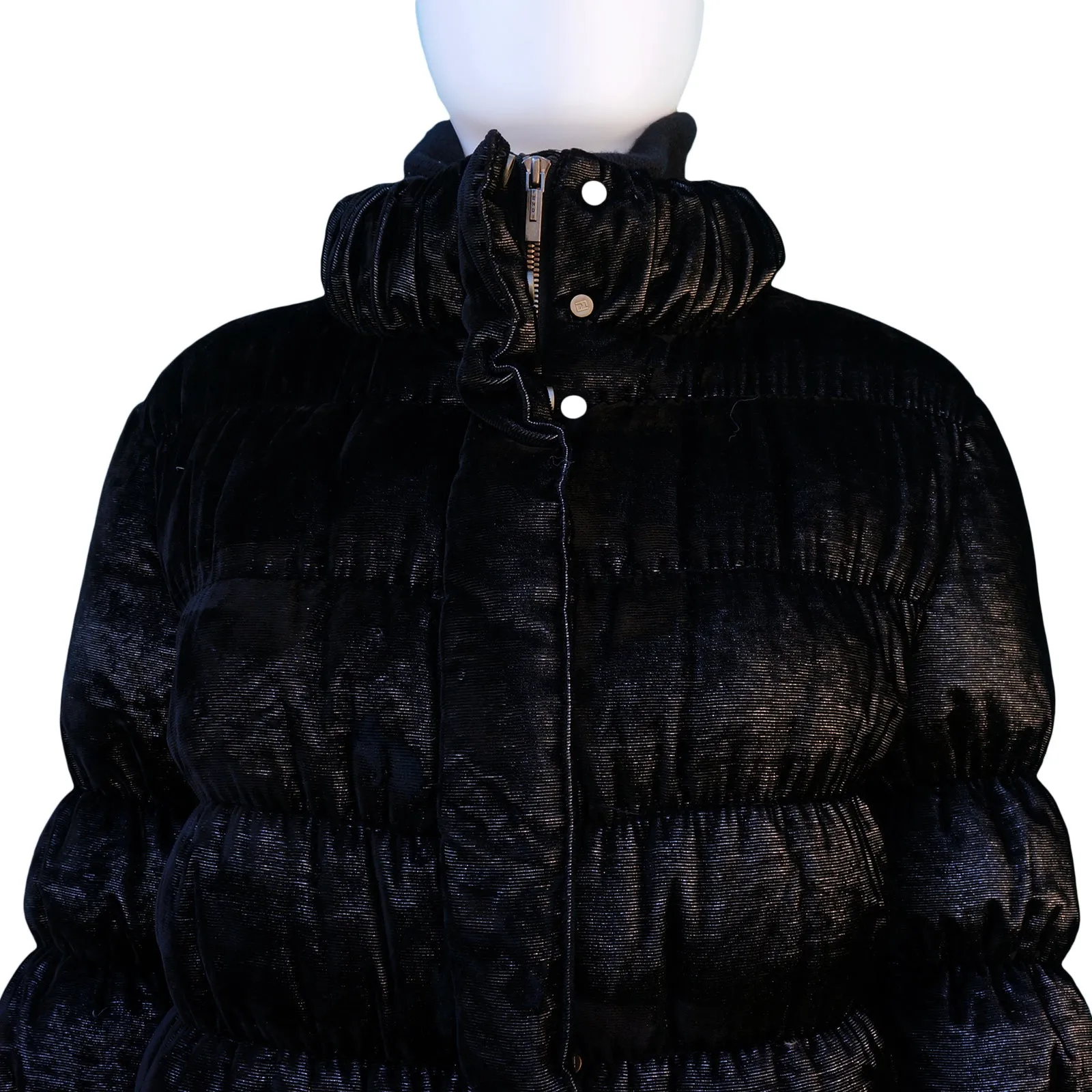 FENDI BLACK METALLIC PUFFER COAT