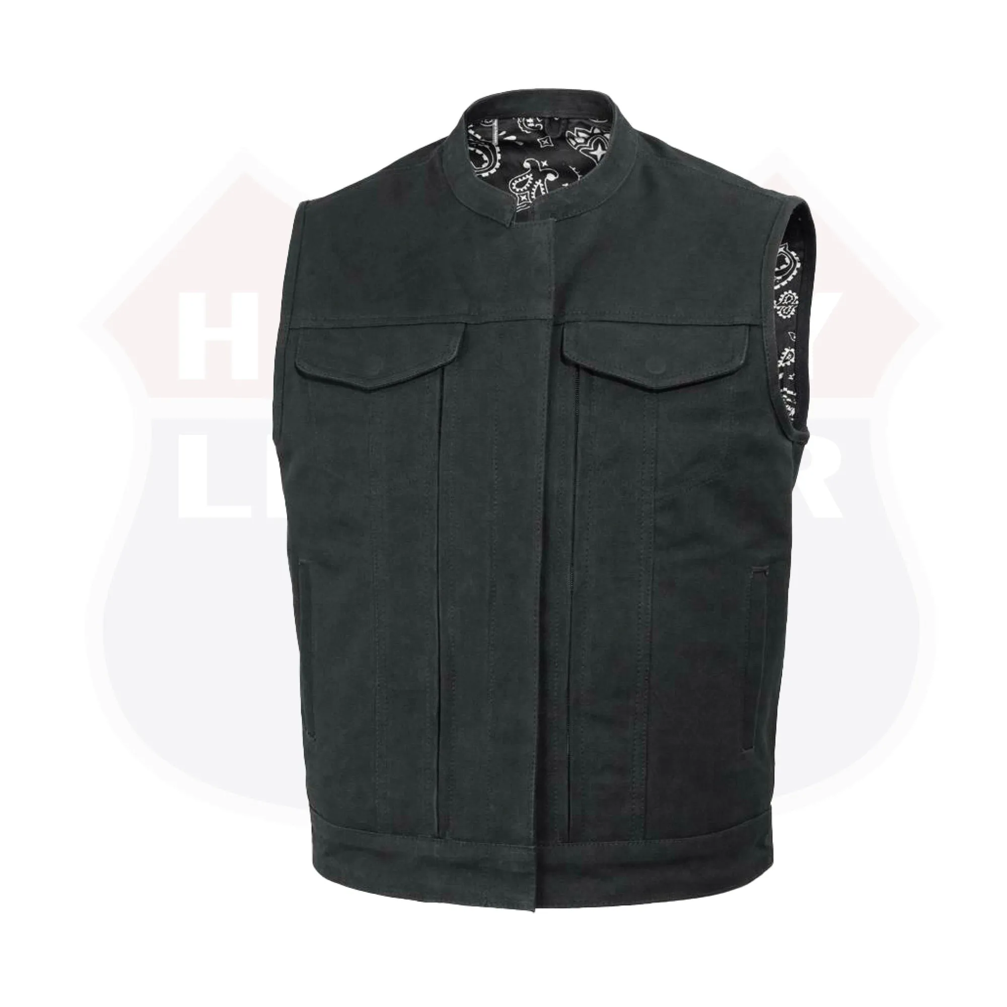 FIM692CNVS Highland V2 - Men's Motorcycle Canvas Vest Conceal Carry Pockets,